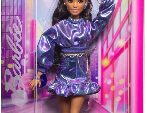 Barbie Deluxe Style Lalka w sukience JFP42 SUKIENKA Z METALICZNYM POŁYSKIEM (Kopia)