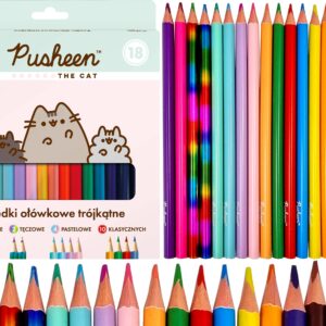 Kredki Ołówkowe Trójkątne Szkolne PUSHEEN 18 Kolorów Majewski