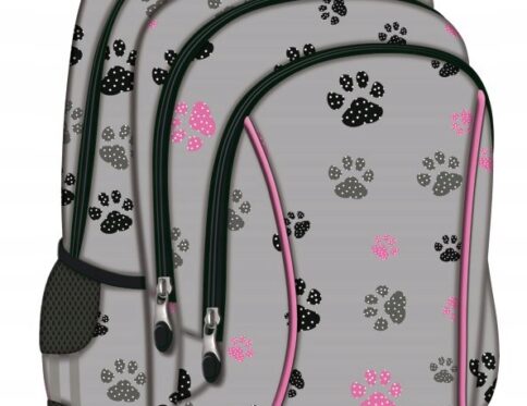 Plecak szkolny 1-3 dla dziewczynki łapki pieski trzykomorowy Paws