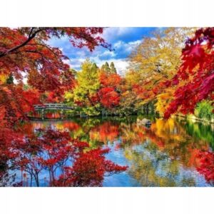 Diamentowa mozaika PARK JESIEŃ JEZIORO HAFT 40x30