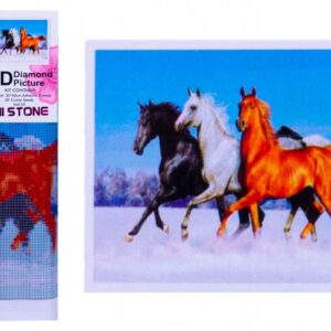 Diamentowa mozaika KONIE Trzy rumaki zimą 40x30CM
