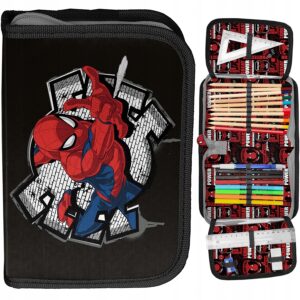 Piórnik rozkładany pojedynczy z wyposażeniem Spiderman Paso