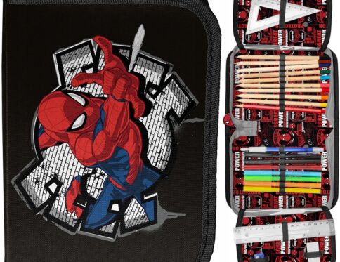 Piórnik rozkładany pojedynczy z wyposażeniem Spiderman Paso