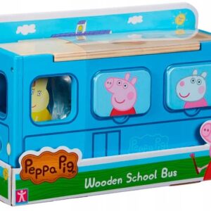 Sorter CHARACTER Świnka Peppa drewniany autobus z figurką i klockami